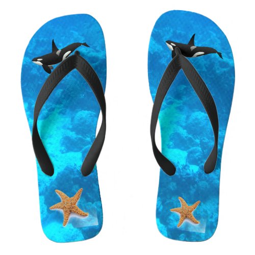 Whale and Starfish Flip Flops