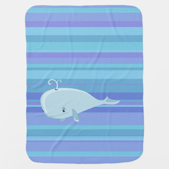 Whale and stripes cute baby blanket (Front)