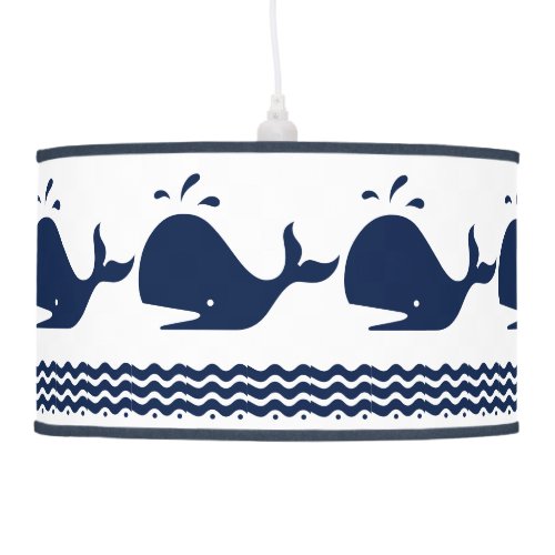 Whale and waves Blue and White Custom Table Lamp
