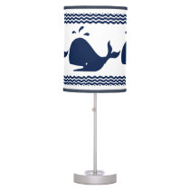Whale and waves Blue and White Custom Table Lamp Whale and waves Blue and White Custom Table Lamp