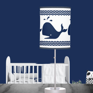 Whale and waves Blue and White Custom Table Lamp