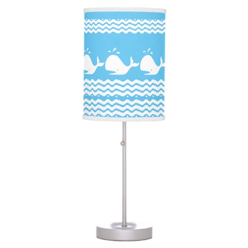 Whale and waves Light Blue and White Custom Lamp