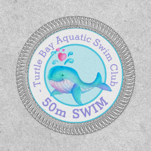 Whale aqua teal swimmer achievement 50m patch