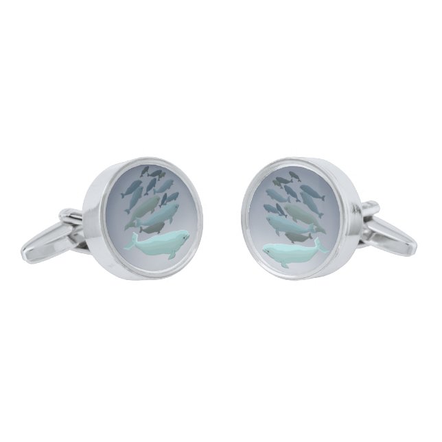 Whale Art Cufflinks Beluga Whale Gifts Customize (Angled)