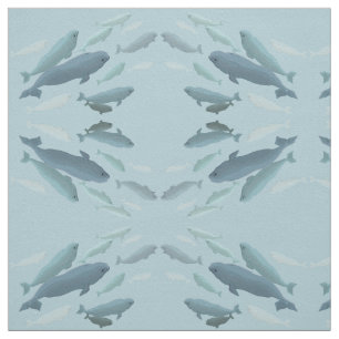 Whale Art Fabric Beluga Whale Fabric Cotton or Pol
