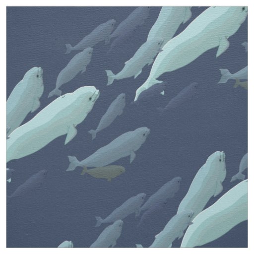 Whale Art Fabric Beluga Whale Fabric Cotton or Pol