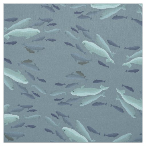 Whale Art Fabric Beluga Whale Fabric Cotton or Pol