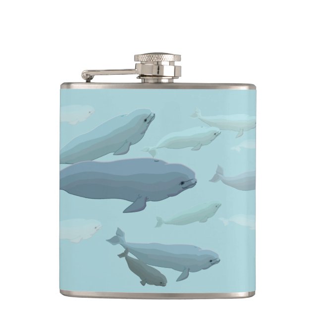 Whale Art Flask Custom Beluga Whale Drink Flask (Front)
