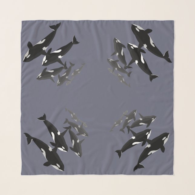 Whale Art Scarf Orca Whales Scarves & Gifts (Front)