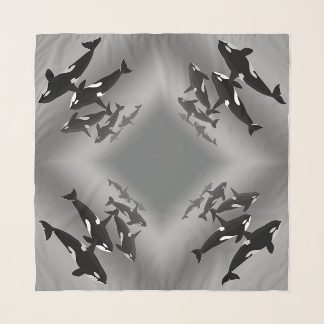 Whale Art Scarf Orca Whales Scarves & Gifts (Front)