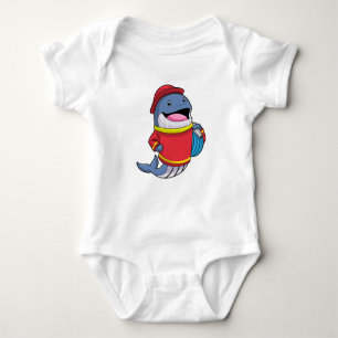 Whale as Firefighter with Hose Baby Bodysuit