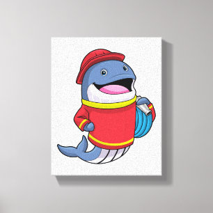 Whale as Firefighter with Hose Canvas Print