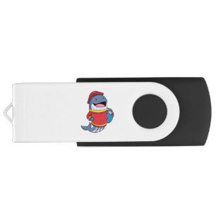 Whale as Firefighter with Hose Flash Drive