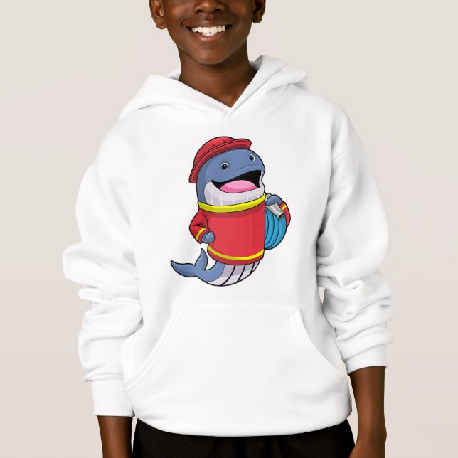 Whale as Firefighter with Hose Hoodie (Front)