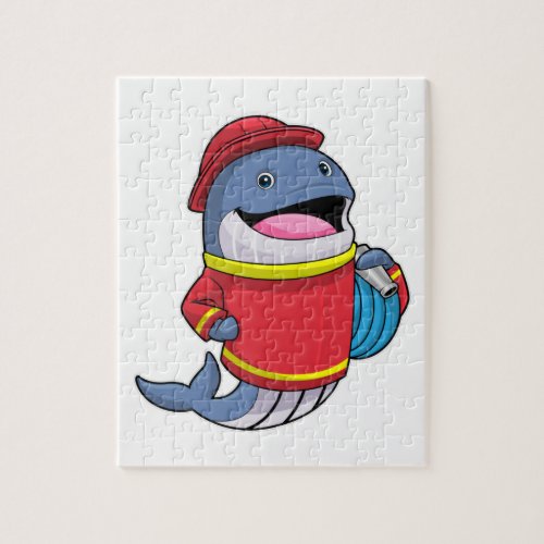 Whale as Firefighter with Hose Jigsaw Puzzle