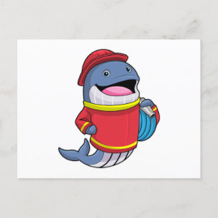 Whale as Firefighter with Hose Postcard