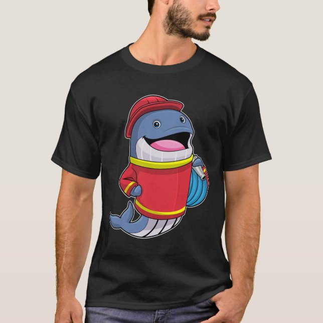 Whale as Firefighter with Hose T-Shirt (Front)
