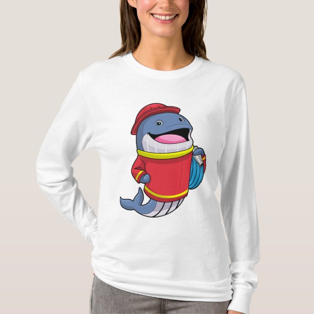 Whale as Firefighter with Hose T-Shirt (Front)