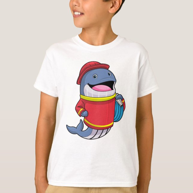 Whale as Firefighter with Hose T-Shirt (Front)