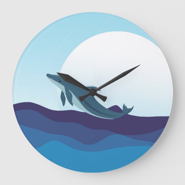 Whale at sea wall clock (Front)