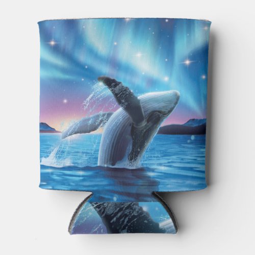 Whale Aurora Breathtaking Starry Illustration Can Cooler