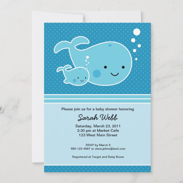 Whale Baby and Mommy Invitation (Front)
