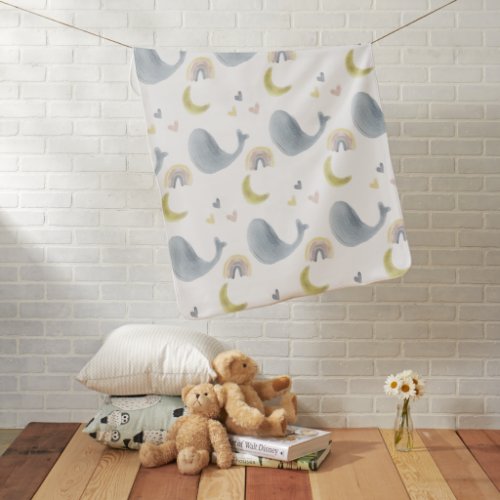 Whale Baby Blanket - Watercolor