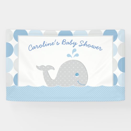 Whale Baby Boy Shower Banner in Blue and Gray