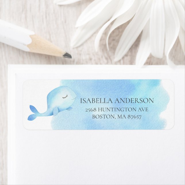 Whale Baby Shower Address Label (Insitu)