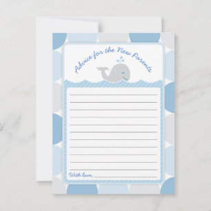 Whale Baby Shower Advice Card - Mod Blue Circles