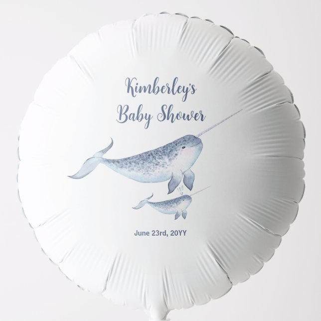 Whale Baby Shower Balloon - Elegant Nautical  (Front)