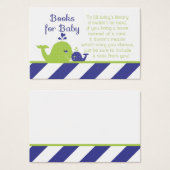 Whale Baby Shower Book Request Cards, Navy Green (Front & Back)