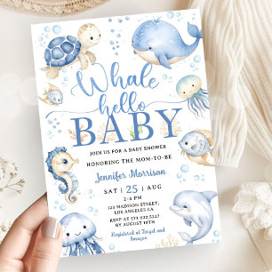 Whale Baby Shower Boy Blue Ocean Invitation