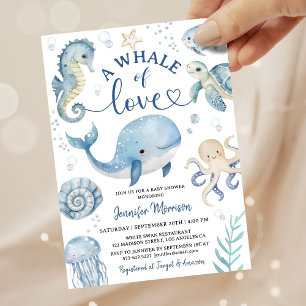 Whale Baby Shower Boy Blue Ocean Invitation