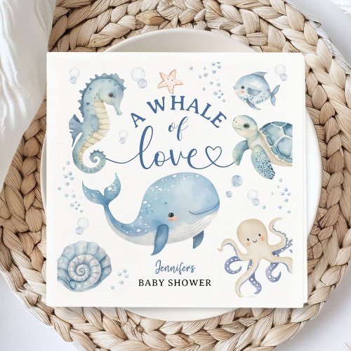Whale Baby Shower Boy Blue Ocean Paper