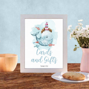 Whale Baby Shower Cards and Gifts Poster