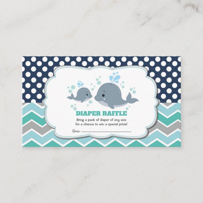 Whale Baby Shower Diaper Raffle Ticket Insert Boy