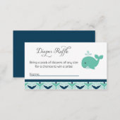 Whale Baby Shower Diaper Raffle Tickets Enclosure Card (Front/Back)