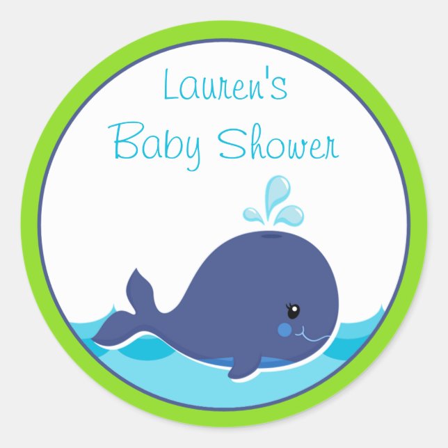 Whale Baby Shower Favor Stickers (Front)