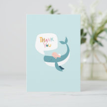Whale Baby Shower Flat Thank You Card