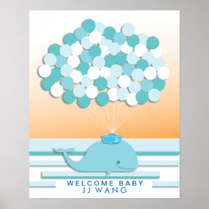 Whale Baby shower guest book Print