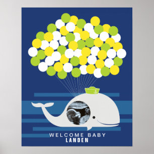 Whale   Baby shower guest book Print
