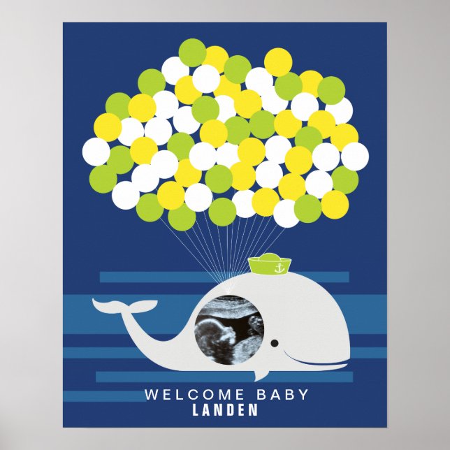 Whale | Baby shower guest book Print (Front)