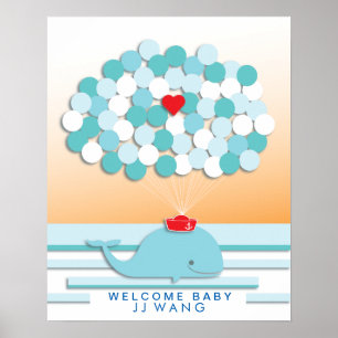 Whale   Baby shower guest book Print