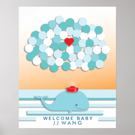 Whale Baby shower guest book Print