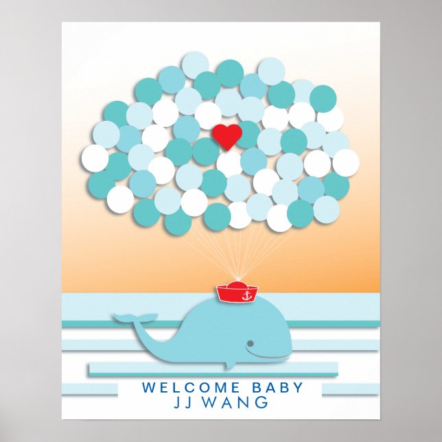 Whale | Baby shower guest book Print (Front)
