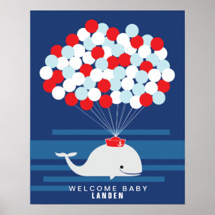 Whale   Baby shower guest book Print