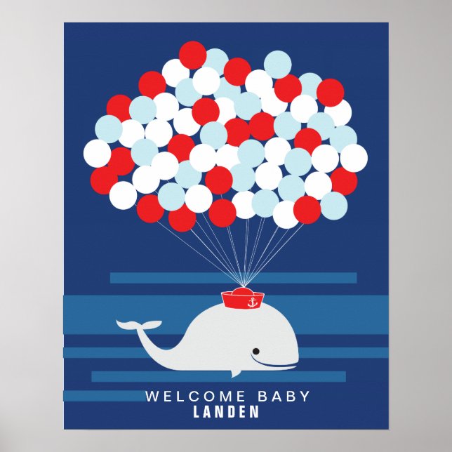 Whale | Baby shower guest book Print (Front)