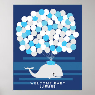 Whale   Baby shower guest book Print