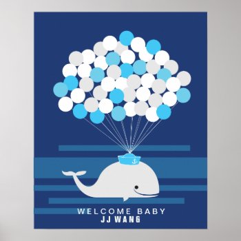 Whale | Baby Shower Guest Book Print by OrangeOstrichDesigns at Zazzle